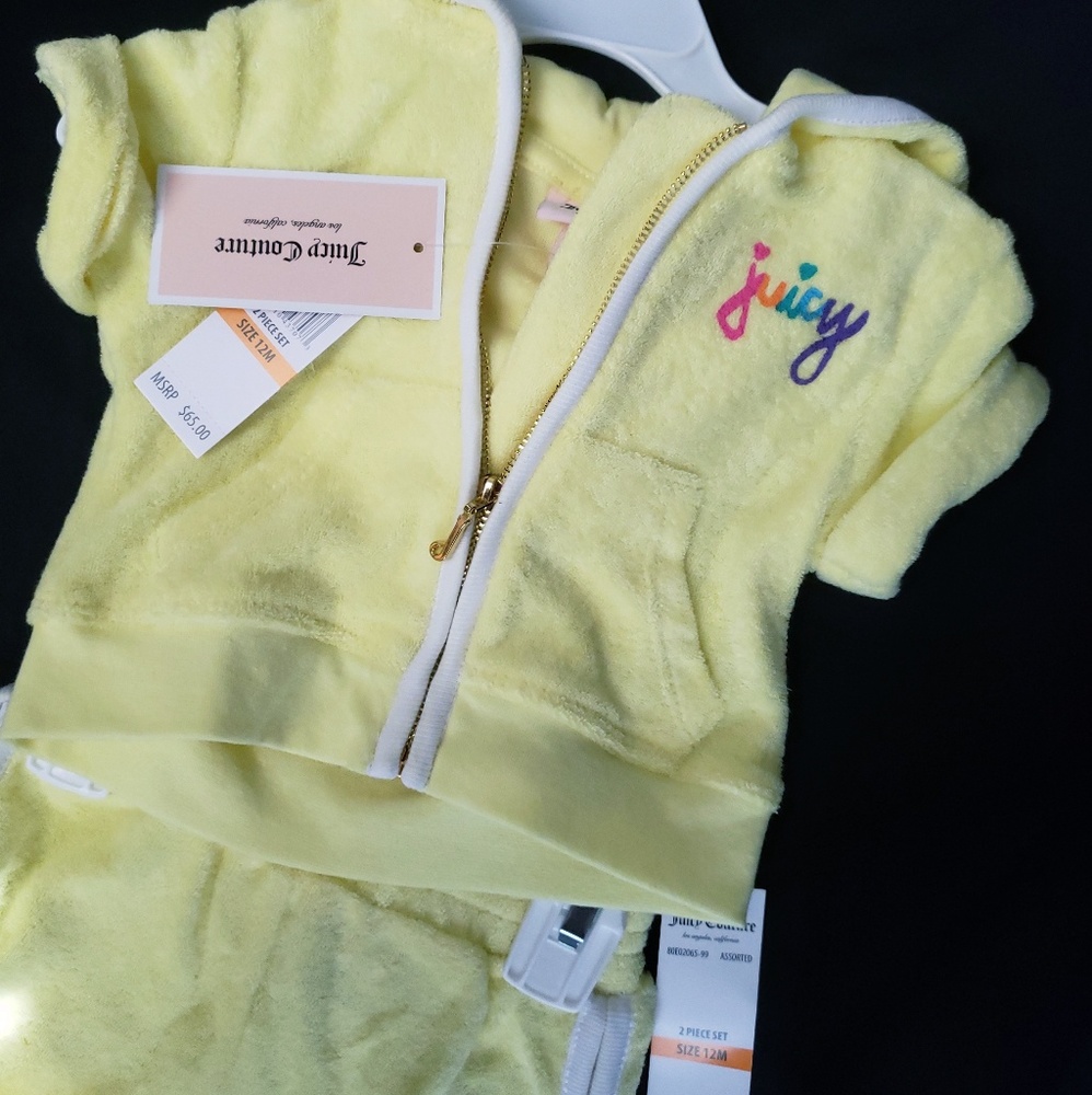 Juicy Couture Baby's Terry Top Hoodie, Shorts Set